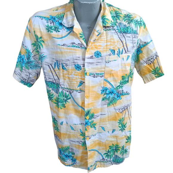 Large Vintage Men's Hawaiian Shirt Paradise Beach Club USA 1980's Vacation Beach - Picture 2 of 5